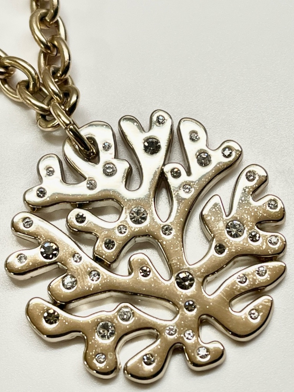 Coach Pave Coral Disc Necklace  EUC